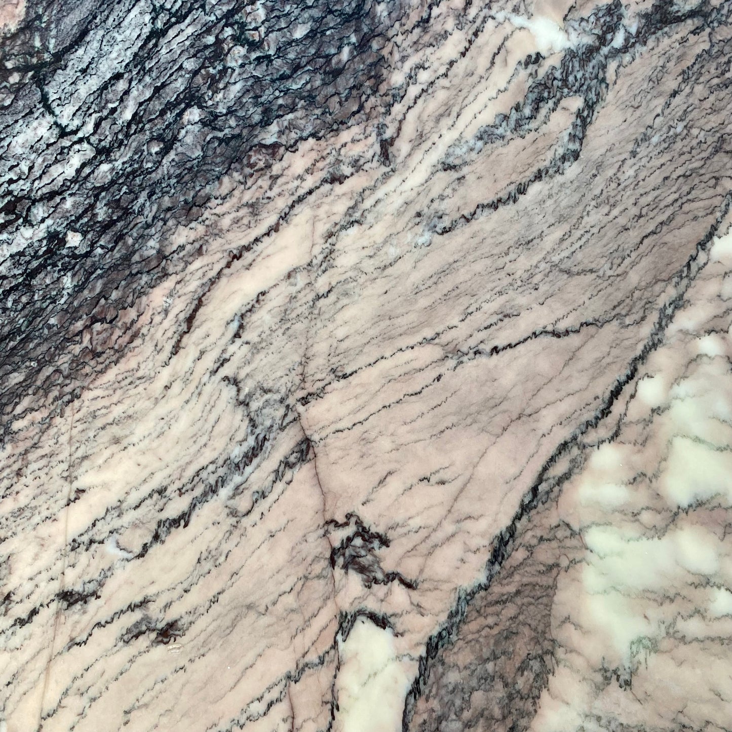 LARGE EYE SHAPED SICILIAN MARBLE COFFEE TABLE FOR ROCHE BOBOIS, ITALY 1970S