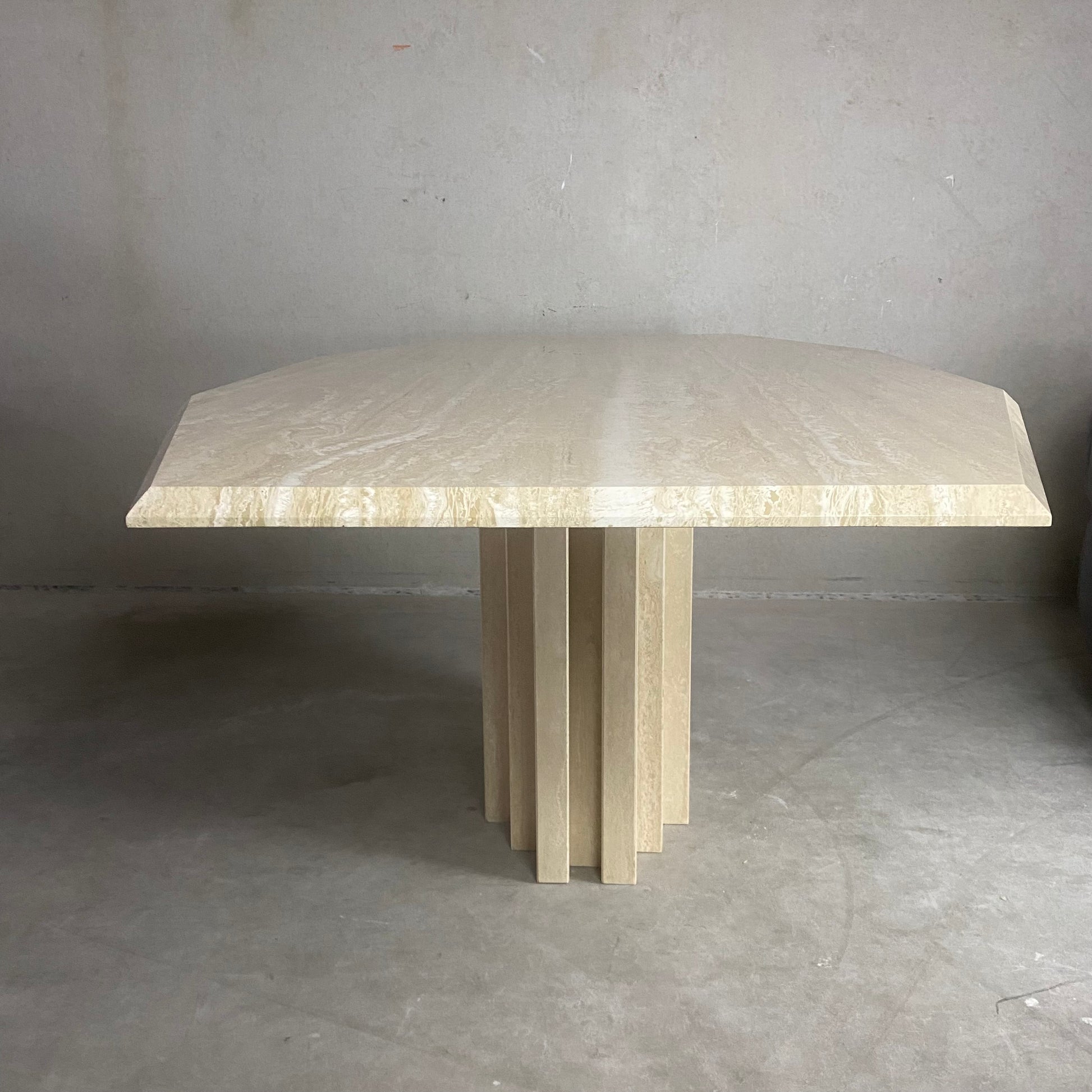 LARGE MID-CENTURY ITALIAN TRAVERTINE DINING TABLE, ITALY 1970S