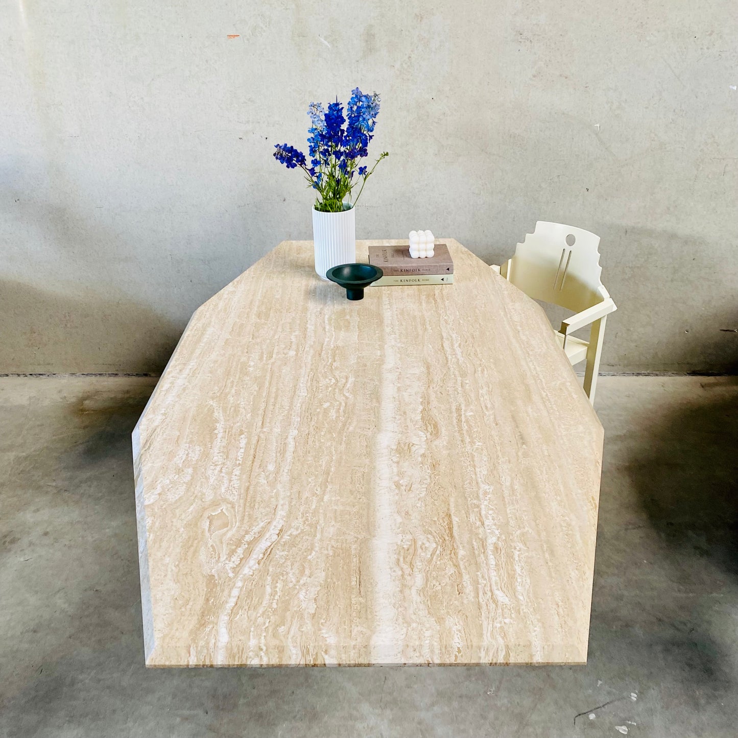 LARGE MID-CENTURY ITALIAN TRAVERTINE DINING TABLE, ITALY 1970S