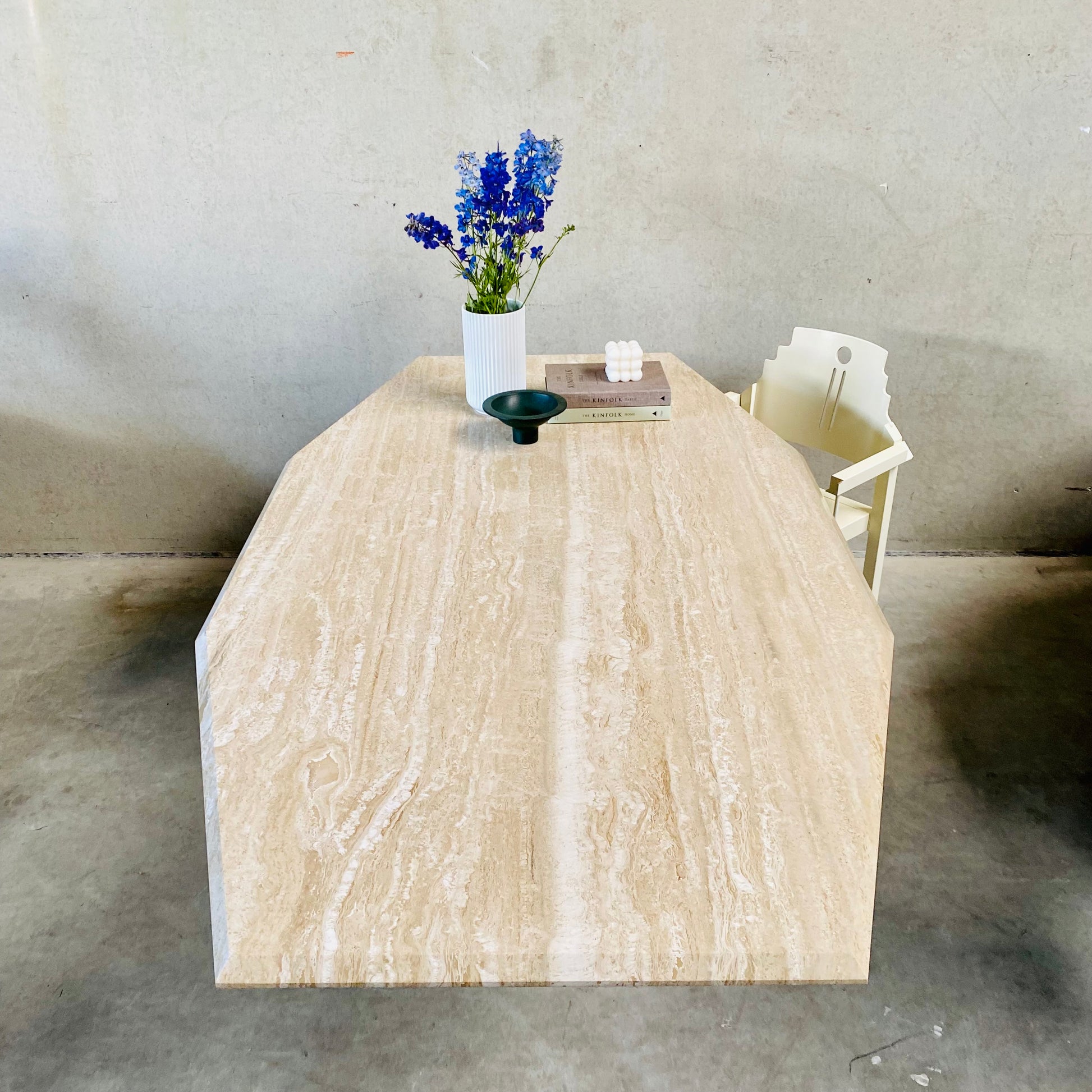 LARGE MID-CENTURY ITALIAN TRAVERTINE DINING TABLE, ITALY 1970S