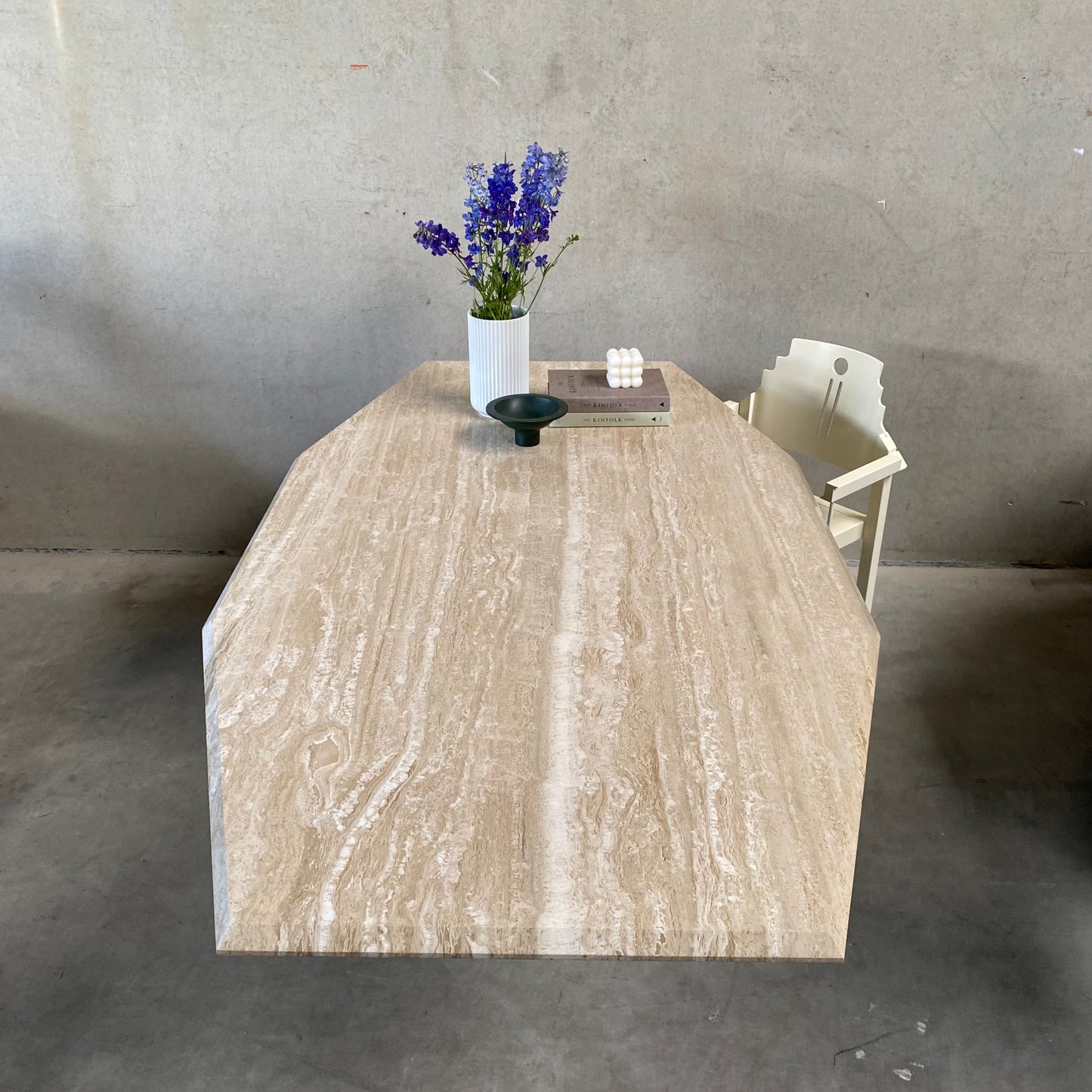 LARGE MID-CENTURY ITALIAN TRAVERTINE DINING TABLE, ITALY 1970S