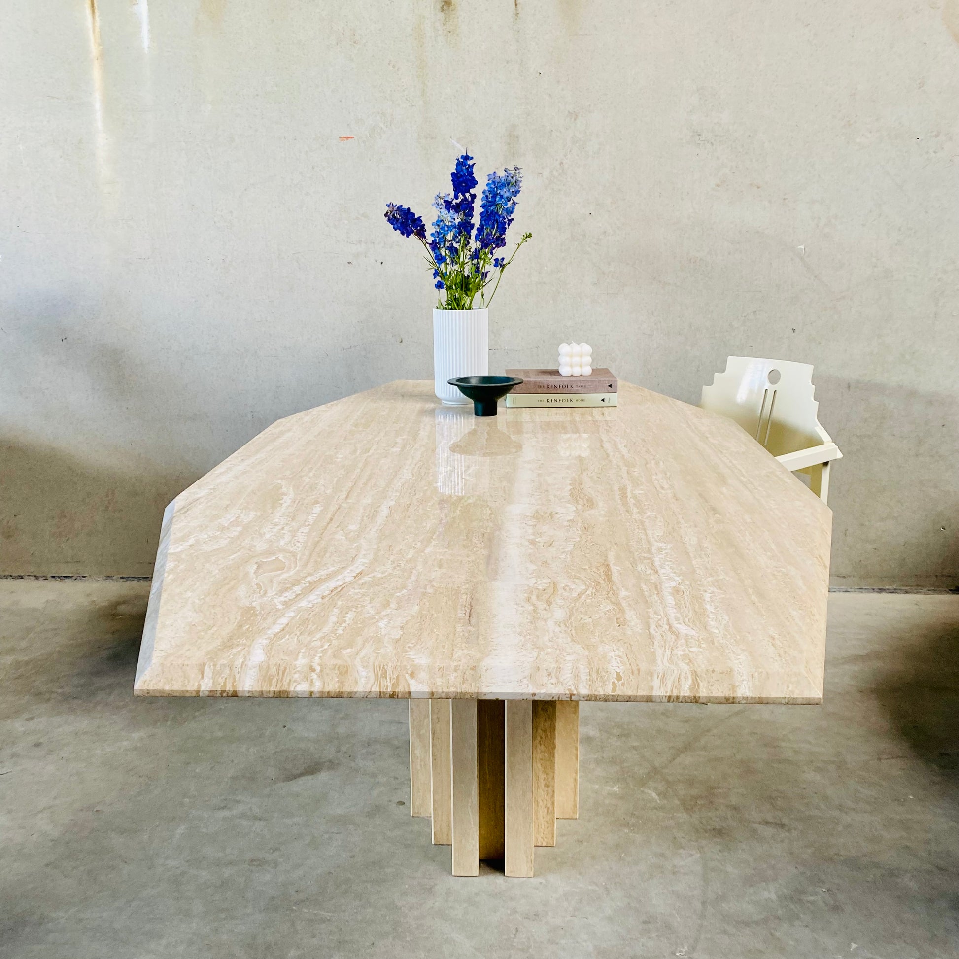 LARGE MID-CENTURY ITALIAN TRAVERTINE DINING TABLE, ITALY 1970S