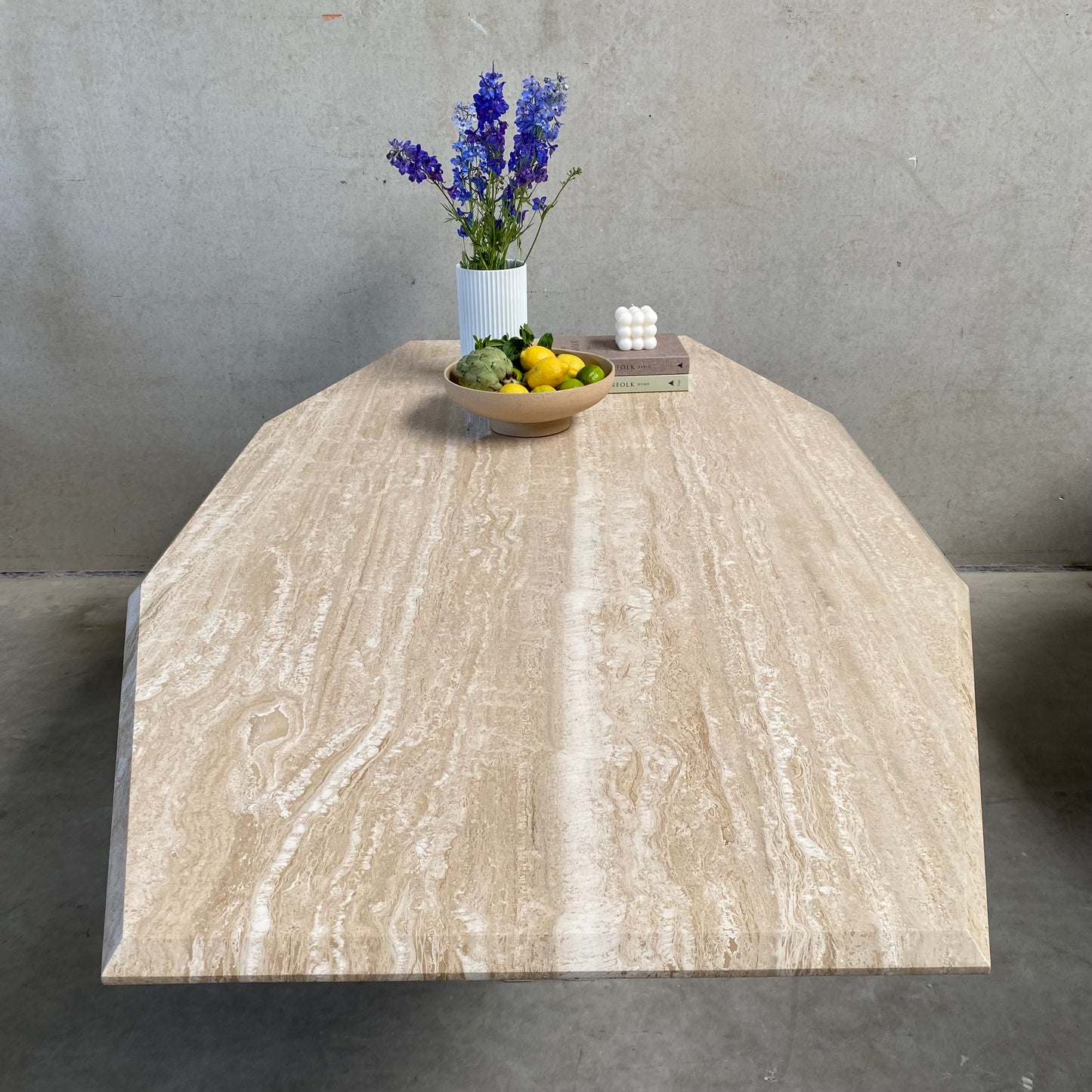 LARGE MID-CENTURY ITALIAN TRAVERTINE DINING TABLE, ITALY 1970S