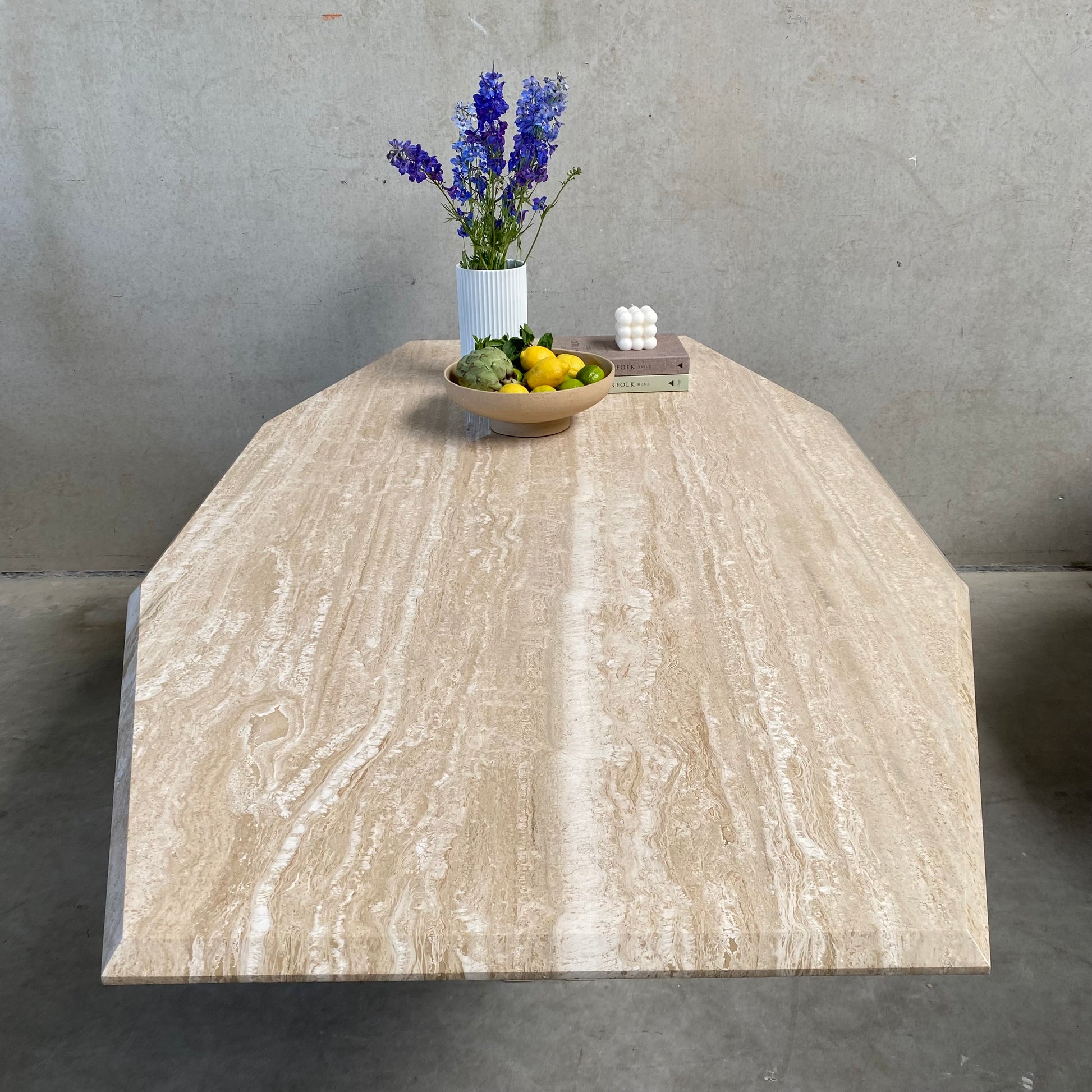 LARGE MID-CENTURY ITALIAN TRAVERTINE DINING TABLE, ITALY 1970S