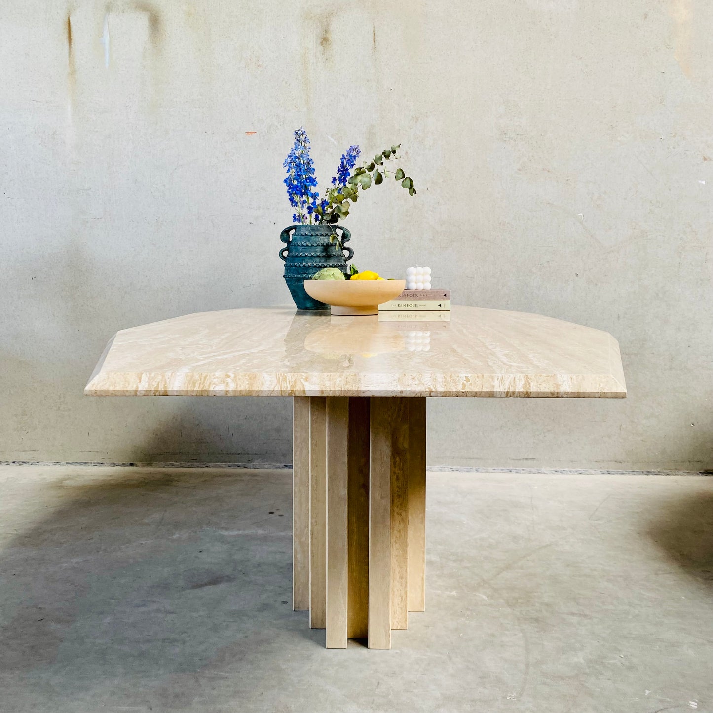 LARGE MID-CENTURY ITALIAN TRAVERTINE DINING TABLE, ITALY 1970S