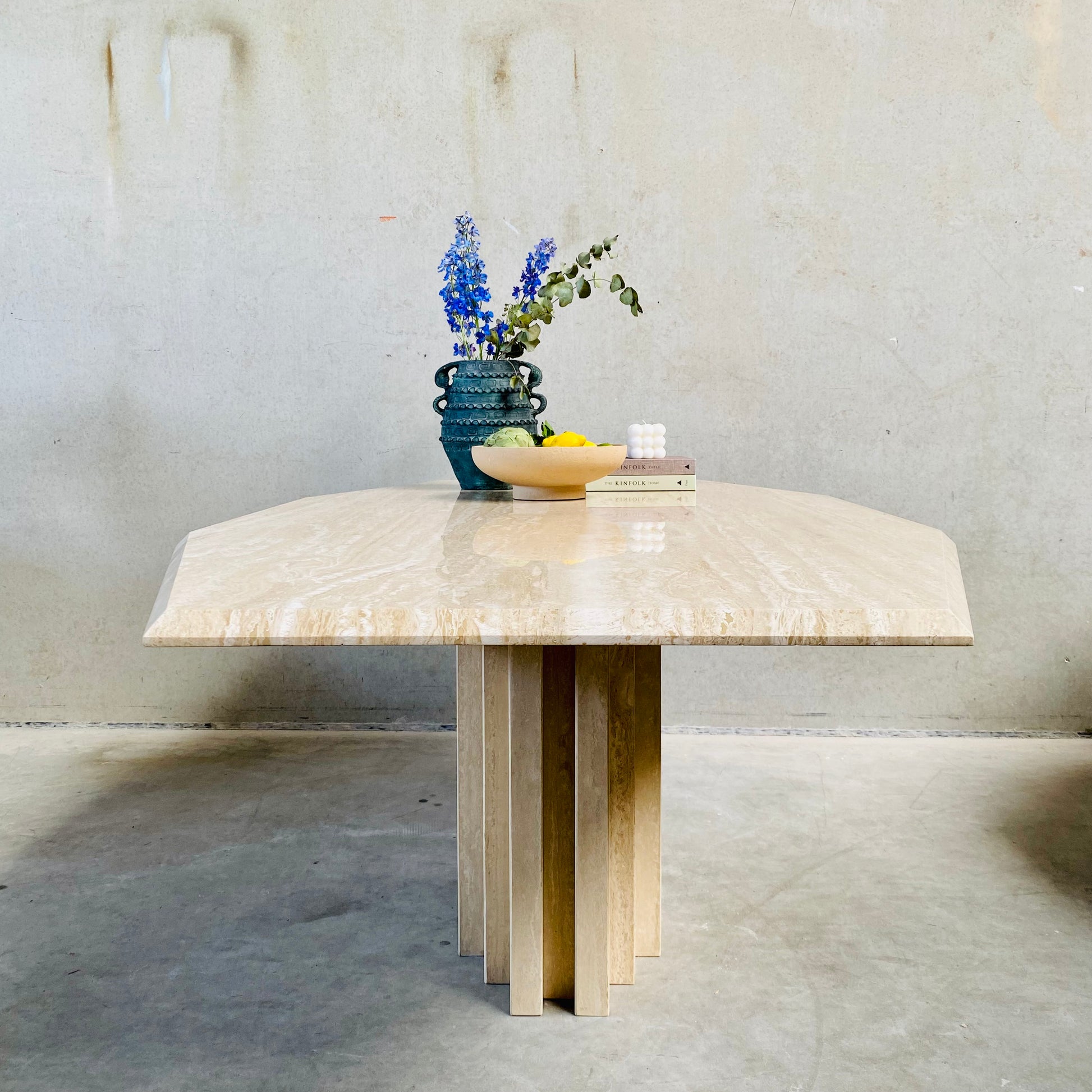 LARGE MID-CENTURY ITALIAN TRAVERTINE DINING TABLE, ITALY 1970S