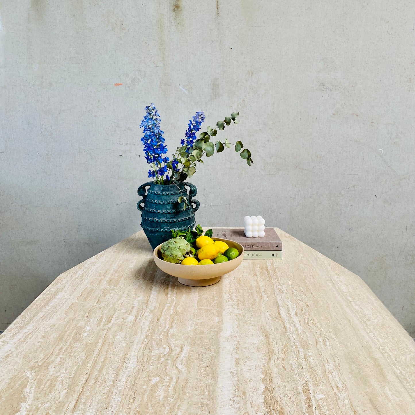 LARGE MID-CENTURY ITALIAN TRAVERTINE DINING TABLE, ITALY 1970S