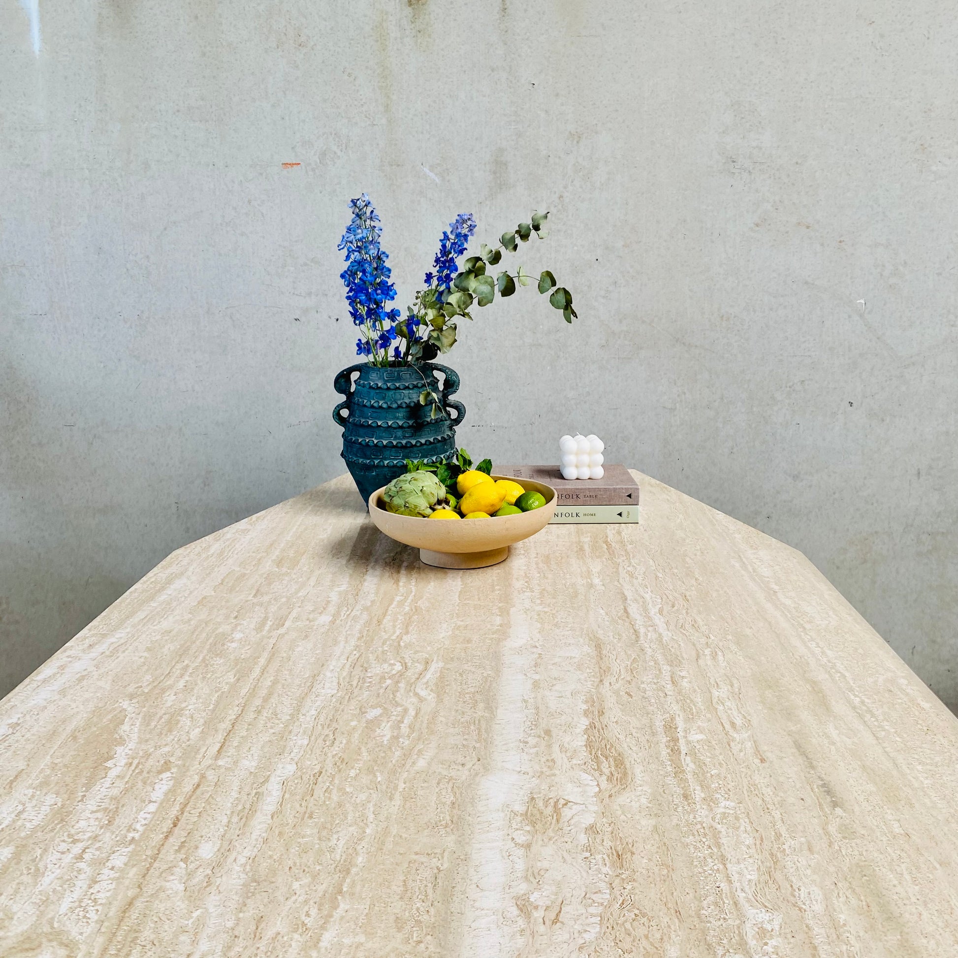 LARGE MID-CENTURY ITALIAN TRAVERTINE DINING TABLE, ITALY 1970S