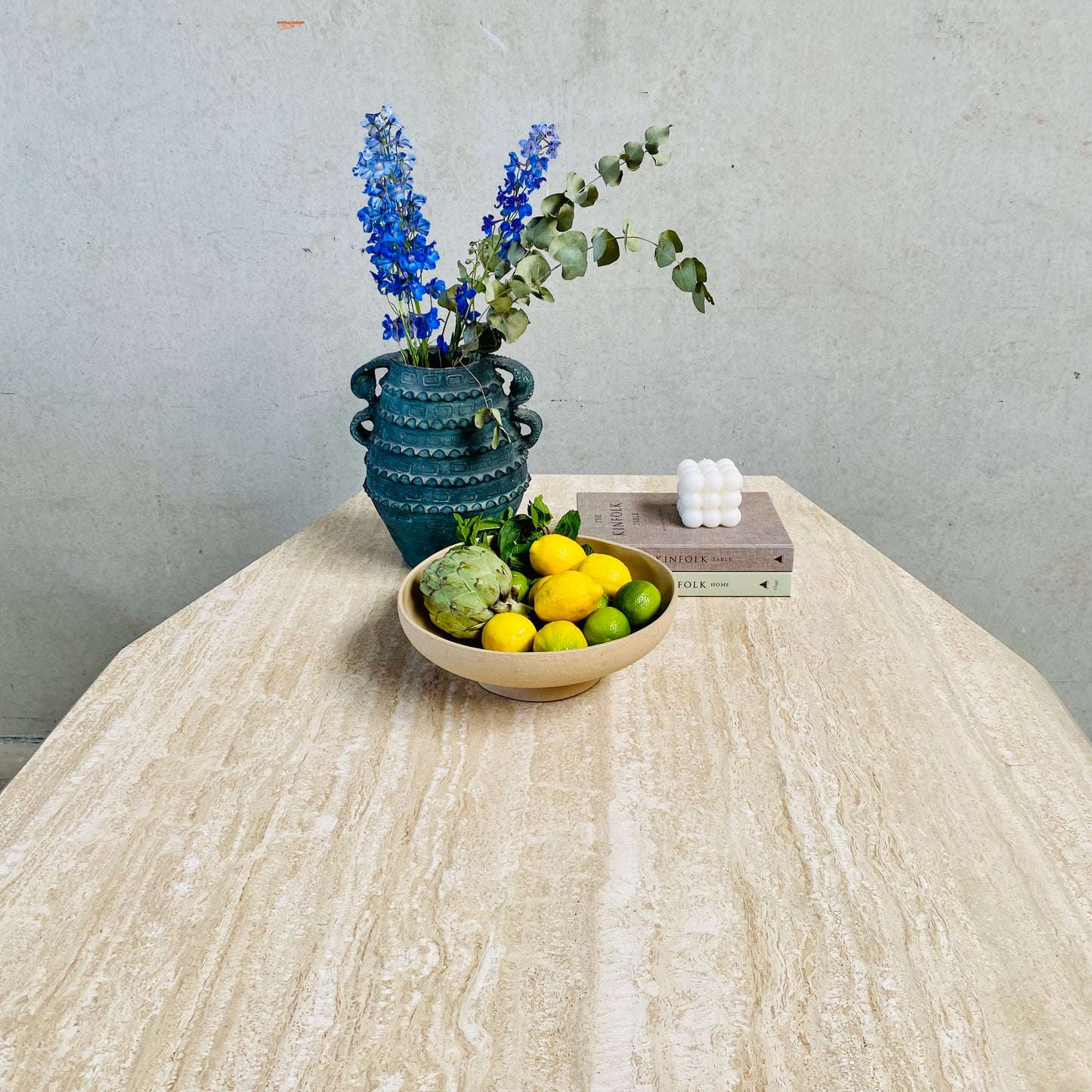 LARGE MID-CENTURY ITALIAN TRAVERTINE DINING TABLE, ITALY 1970S