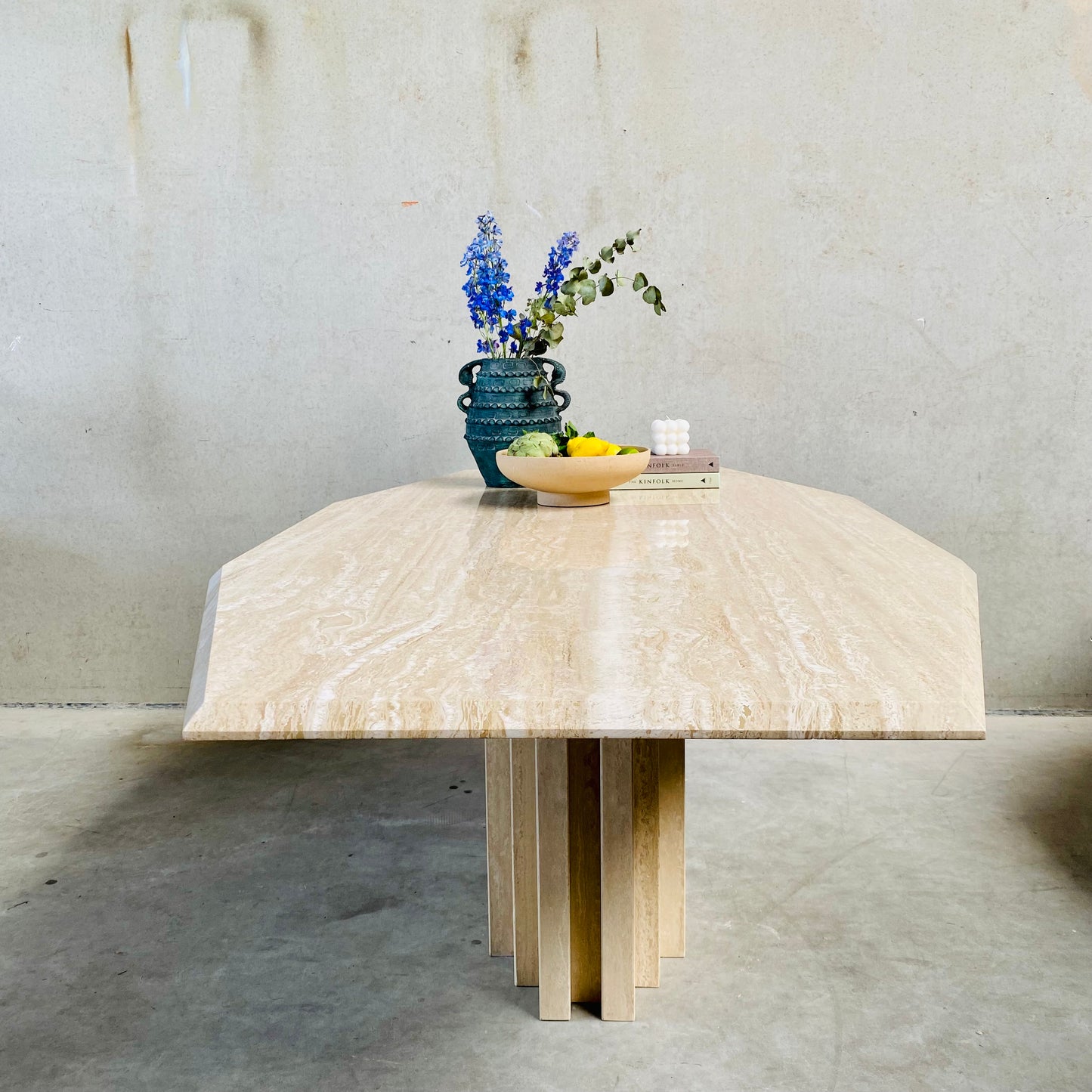 LARGE MID-CENTURY ITALIAN TRAVERTINE DINING TABLE, ITALY 1970S