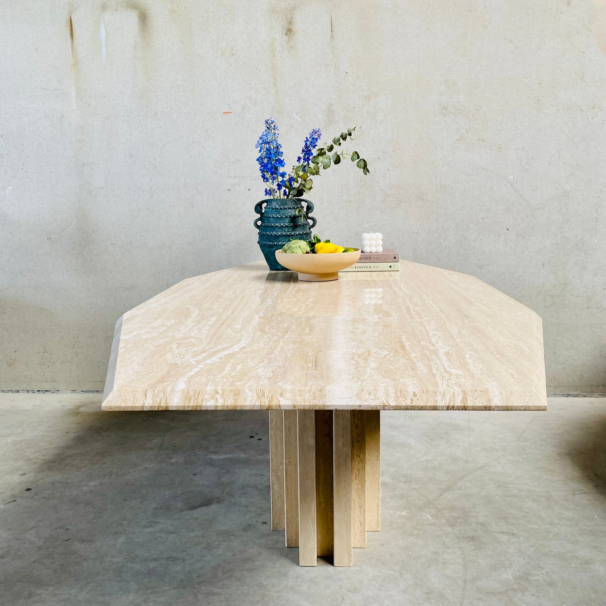 LARGE MID-CENTURY ITALIAN TRAVERTINE DINING TABLE, ITALY 1970S