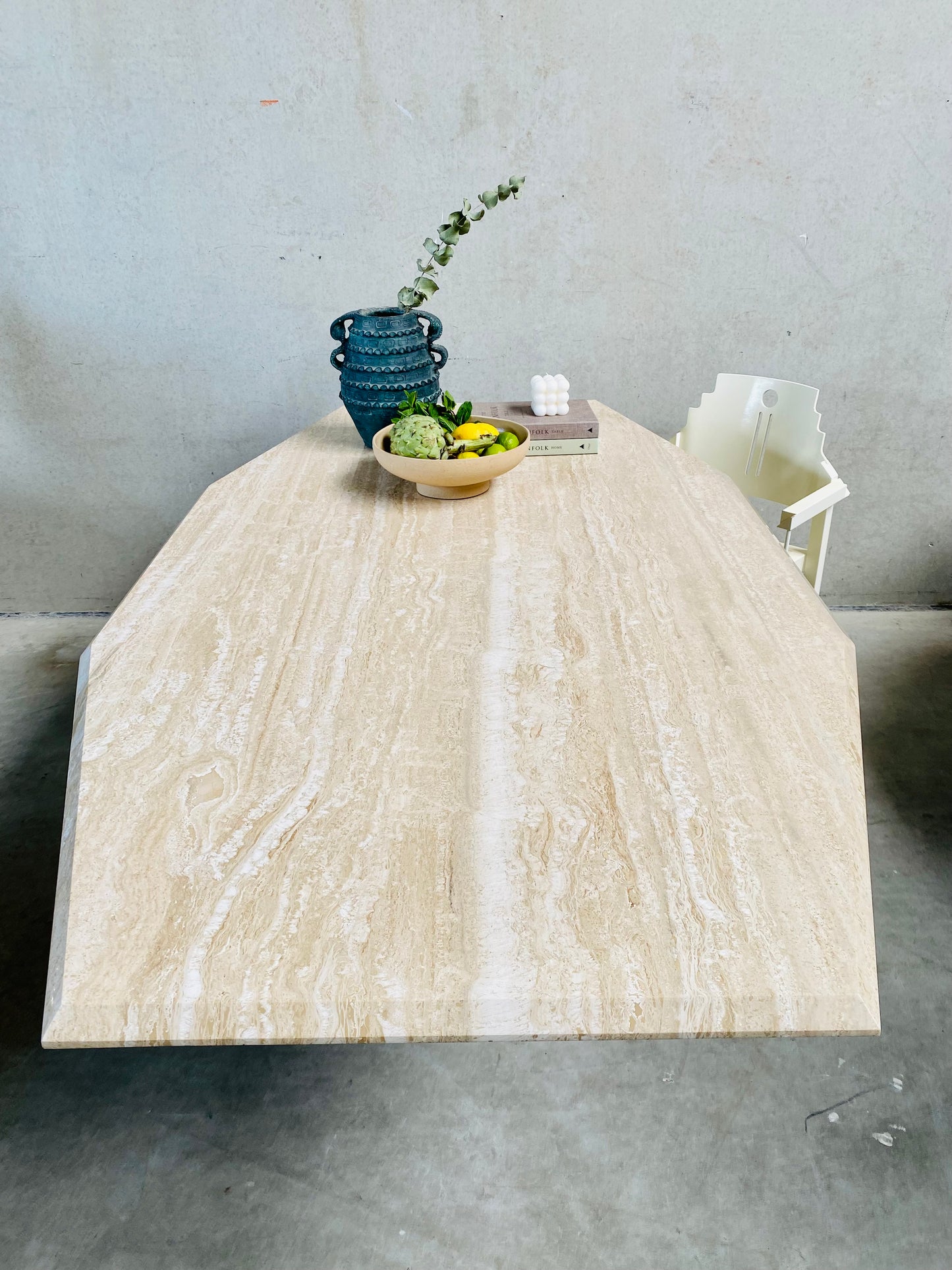 LARGE MID-CENTURY ITALIAN TRAVERTINE DINING TABLE, ITALY 1970S