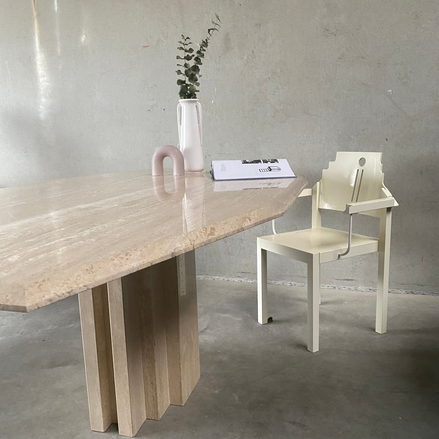 LARGE MID-CENTURY ITALIAN TRAVERTINE DINING TABLE, ITALY 1970S
