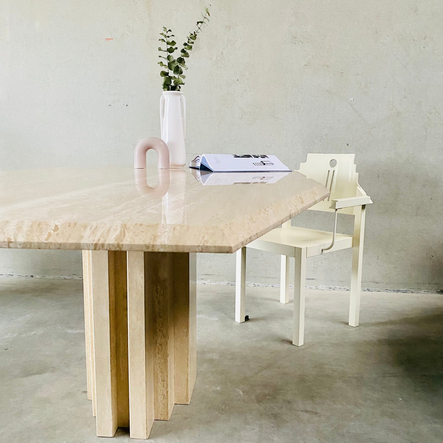 LARGE MID-CENTURY ITALIAN TRAVERTINE DINING TABLE, ITALY 1970S