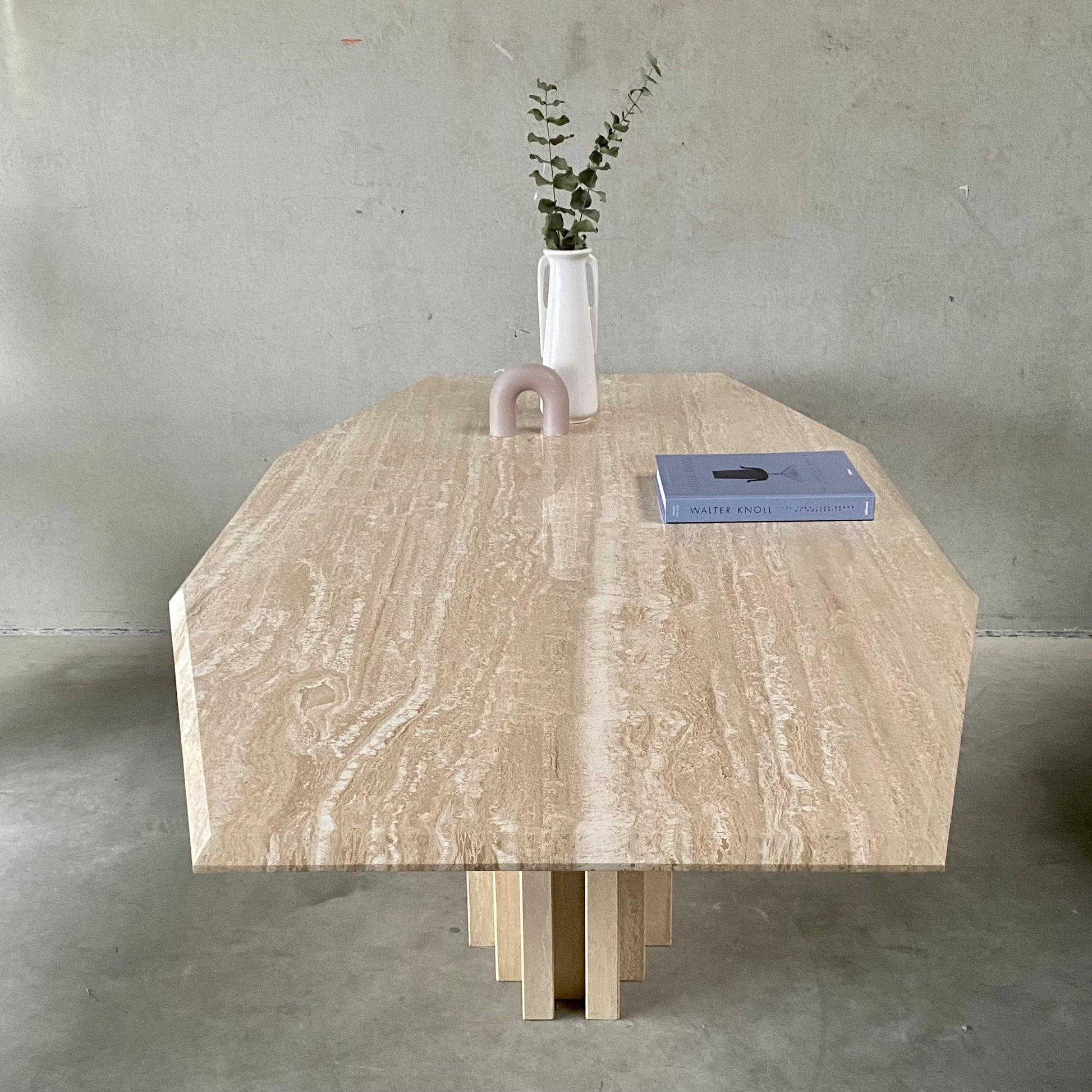 LARGE MID-CENTURY ITALIAN TRAVERTINE DINING TABLE, ITALY 1970S