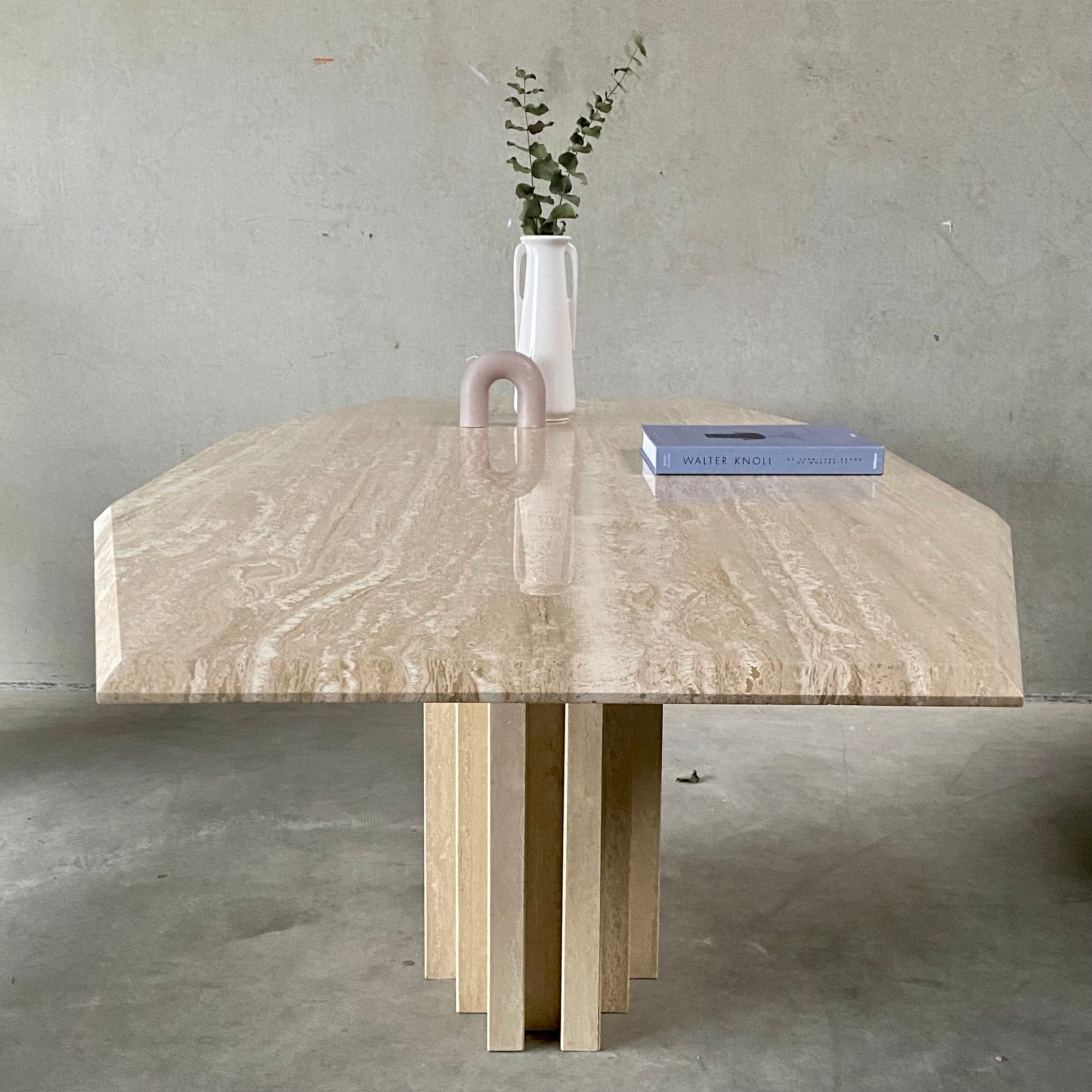 LARGE MID-CENTURY ITALIAN TRAVERTINE DINING TABLE, ITALY 1970S