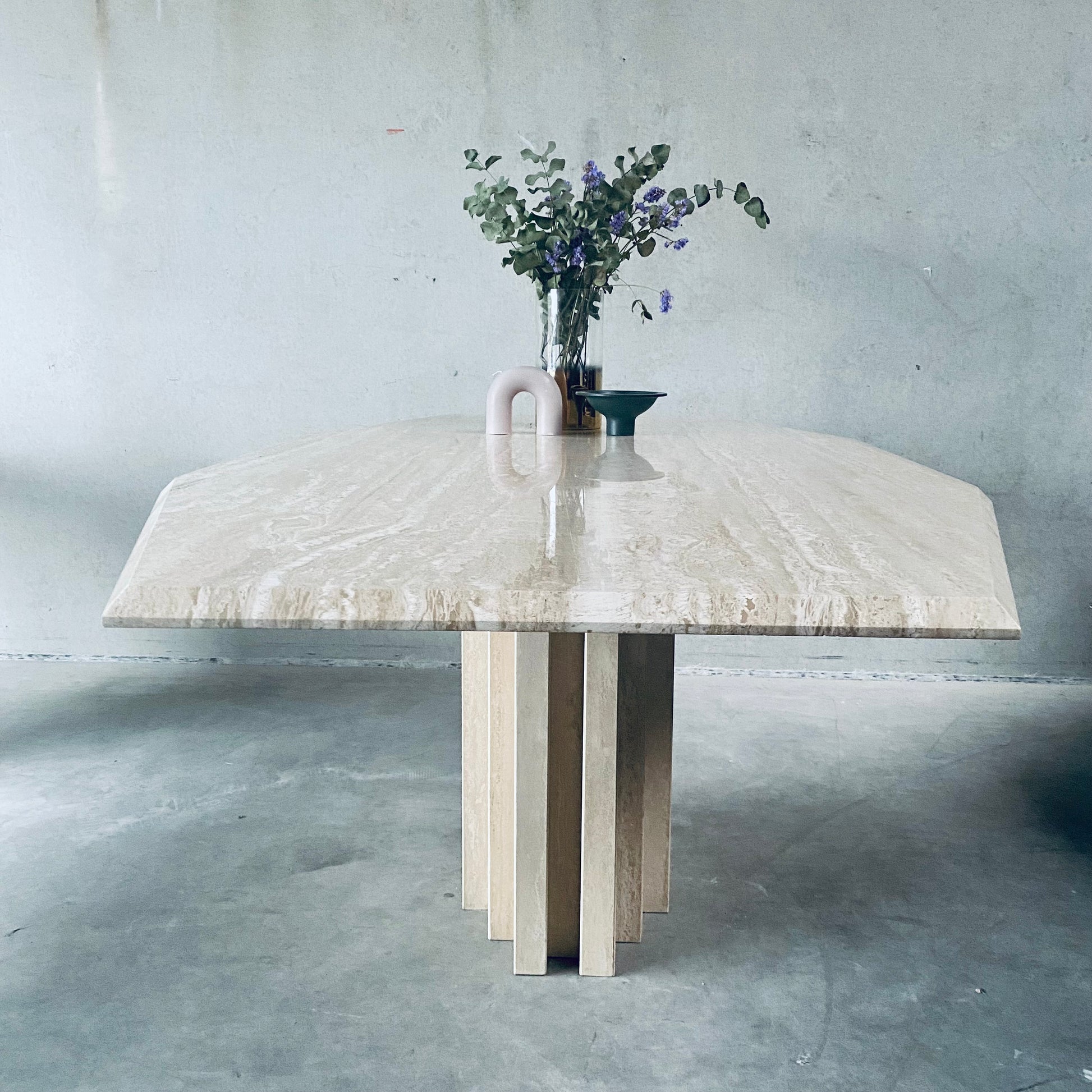 LARGE MID-CENTURY ITALIAN TRAVERTINE DINING TABLE, ITALY 1970S