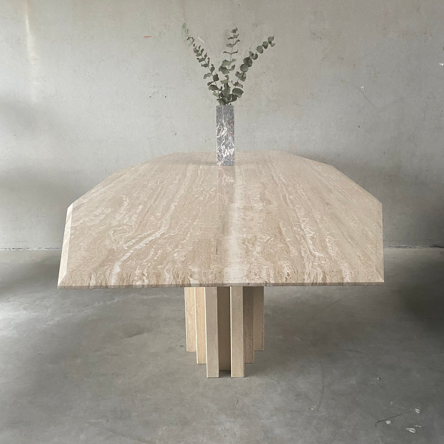 LARGE MID-CENTURY ITALIAN TRAVERTINE DINING TABLE, ITALY 1970S