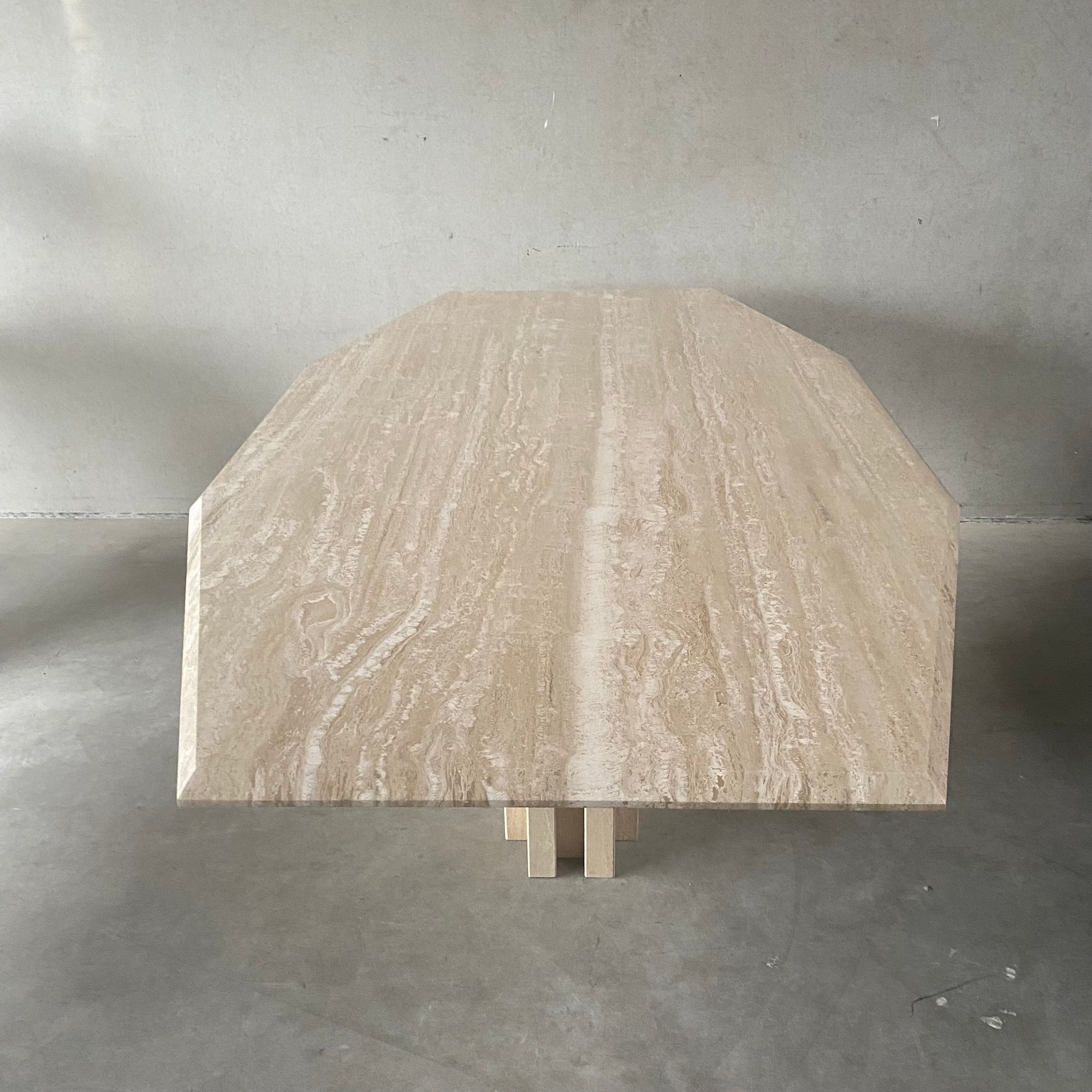 LARGE MID-CENTURY ITALIAN TRAVERTINE DINING TABLE, ITALY 1970S
