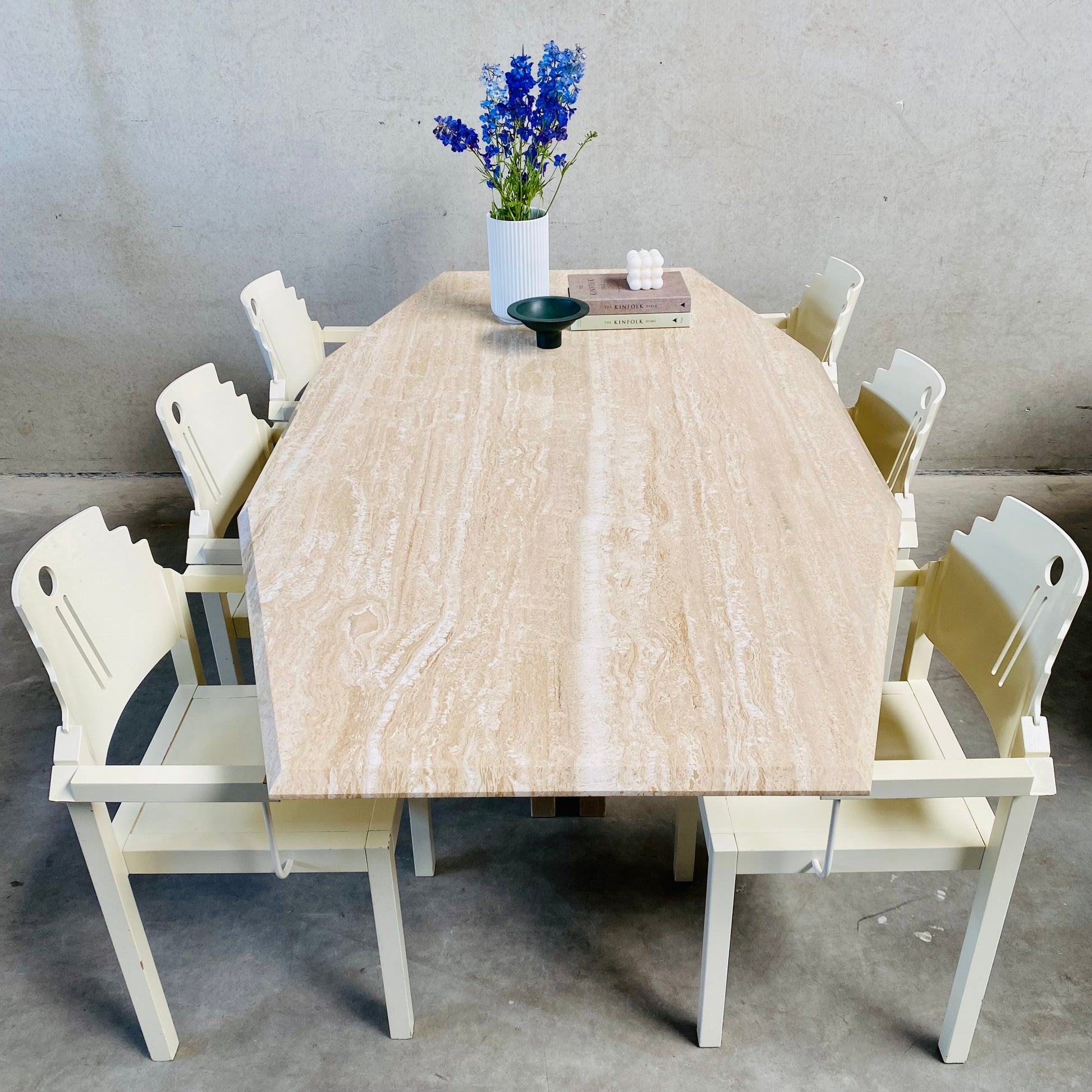 LARGE MID-CENTURY ITALIAN TRAVERTINE DINING TABLE, ITALY 1970S