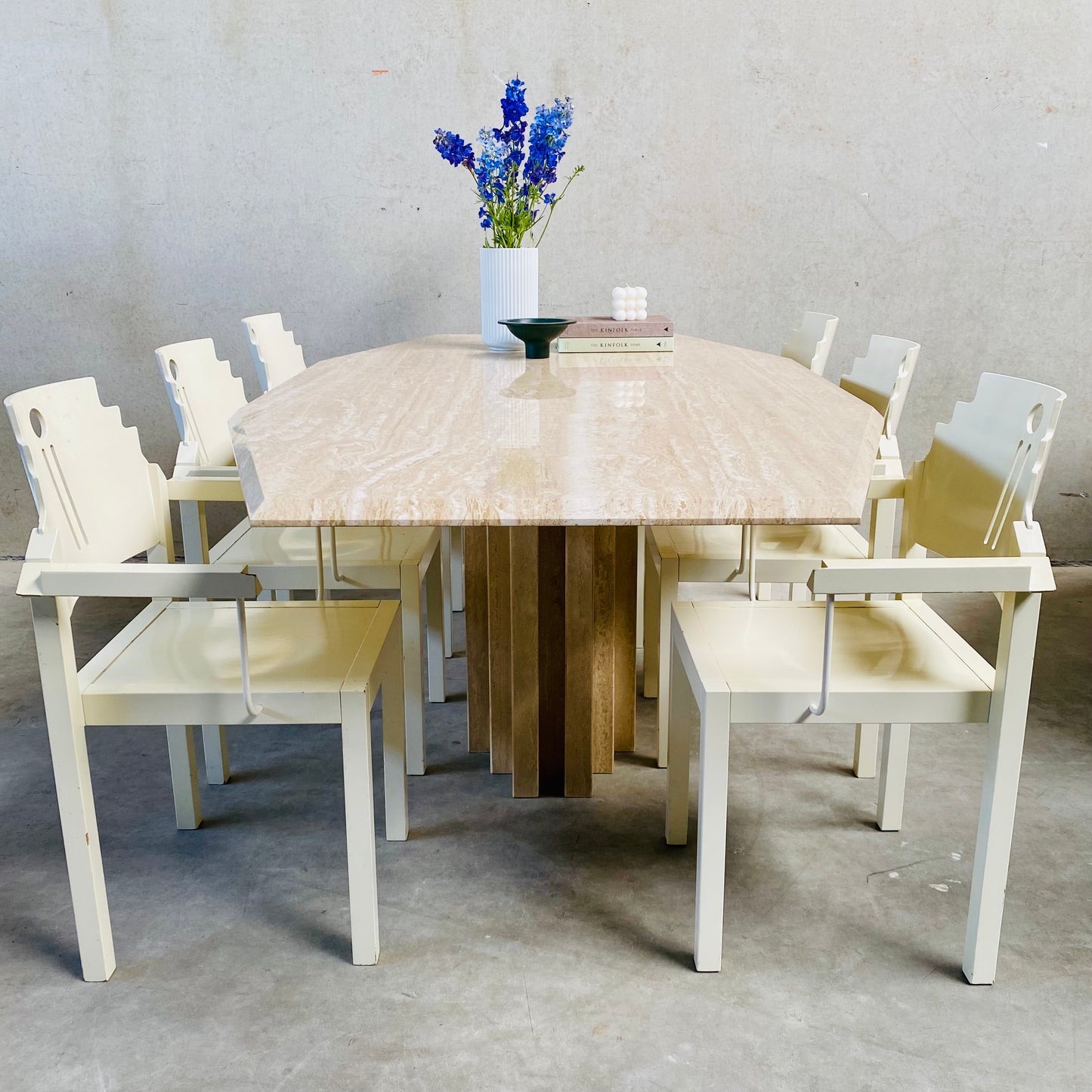 LARGE MID-CENTURY ITALIAN TRAVERTINE DINING TABLE, ITALY 1970S