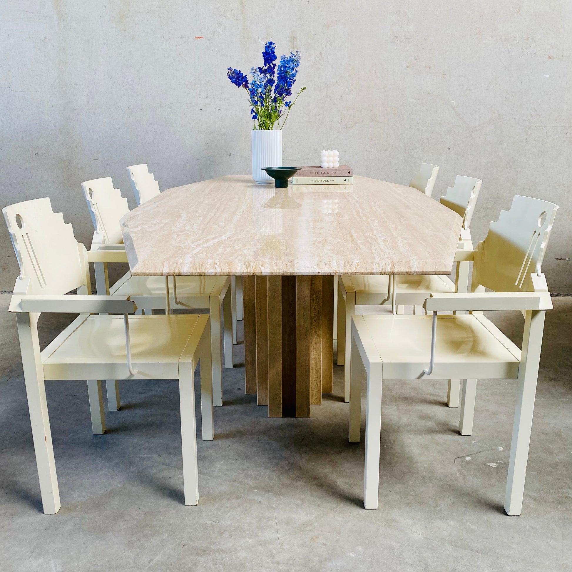 LARGE MID-CENTURY ITALIAN TRAVERTINE DINING TABLE, ITALY 1970S