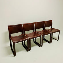 Load image into Gallery viewer, Set of 4 Burgundy Leather Sistina Strap Chairs by Tito Agnoli for Matteo Grassi, Italy 1980
