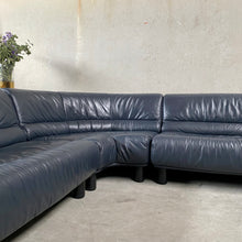 Load image into Gallery viewer, MASSIVE GREY/BLUE LEATHER &quot;DS-18&quot; SECTIONAL CORNER SOFA BY DE SEDE DESIGN TEAM, SWITZERLAND 1980S
