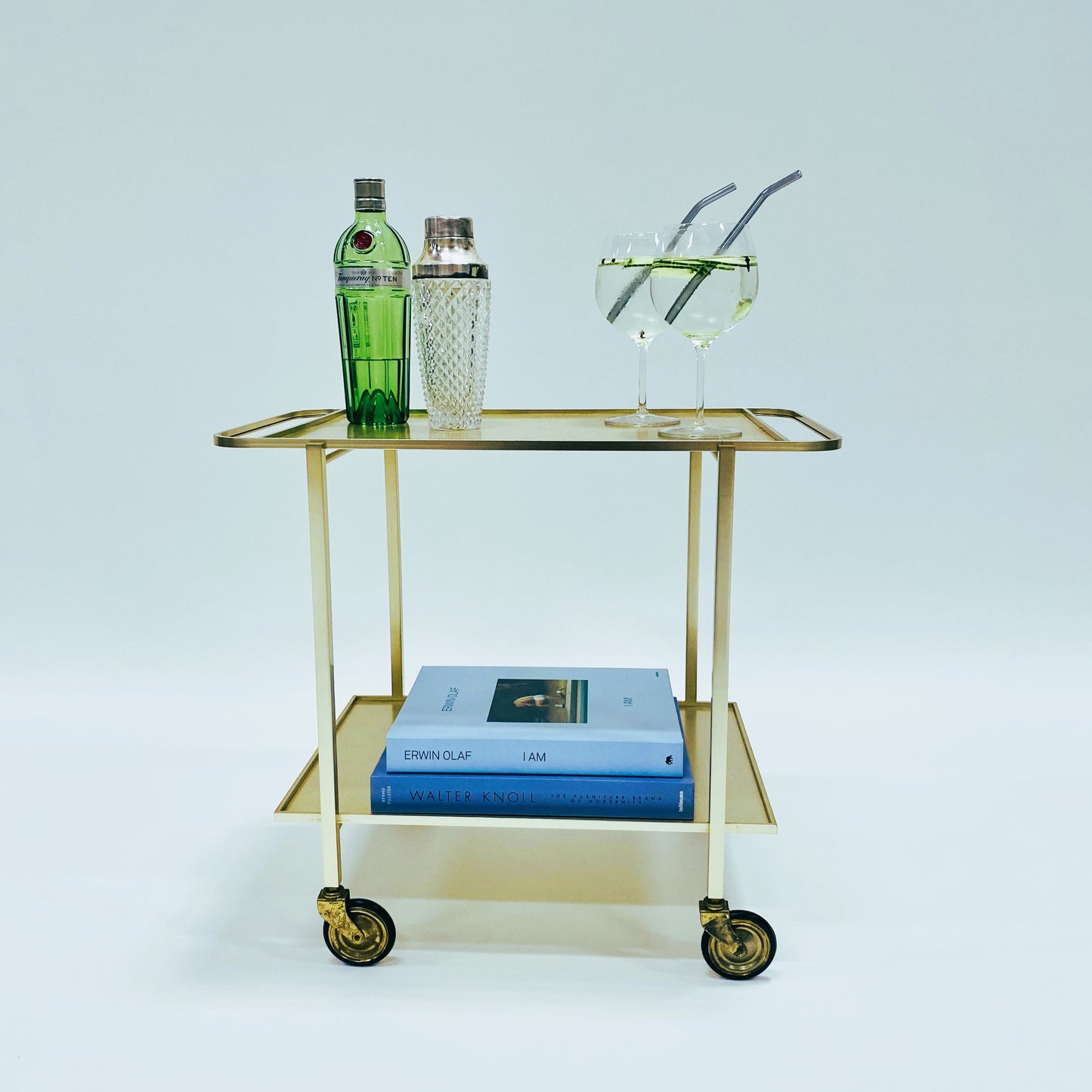 Mid-Century Modern Gold Aluminium Barwagen von Werkenswurf Sihlmetall, Schweiz 1970