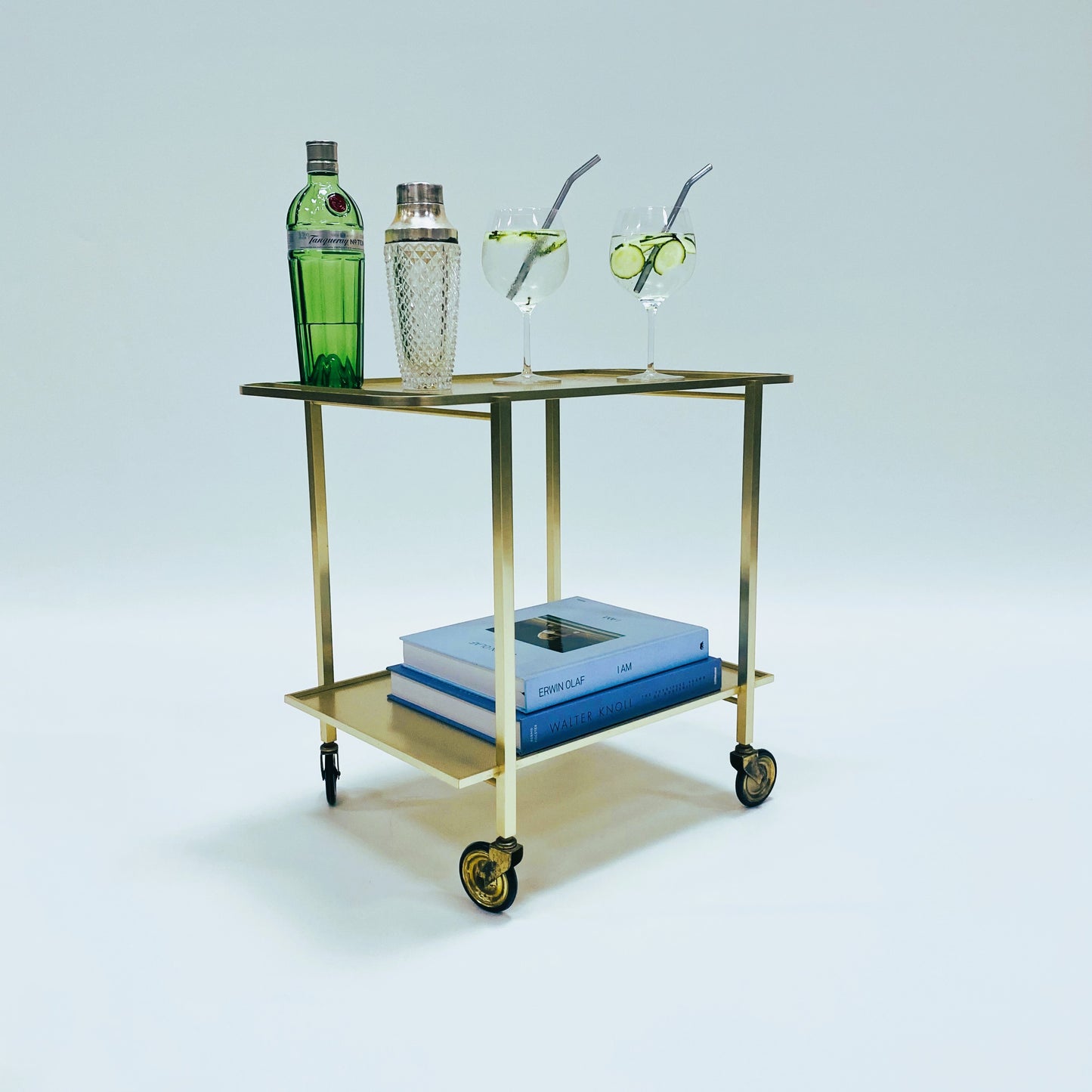 Mid-Century Modern Gold Aluminium Barwagen von Werkenswurf Sihlmetall, Schweiz 1970
