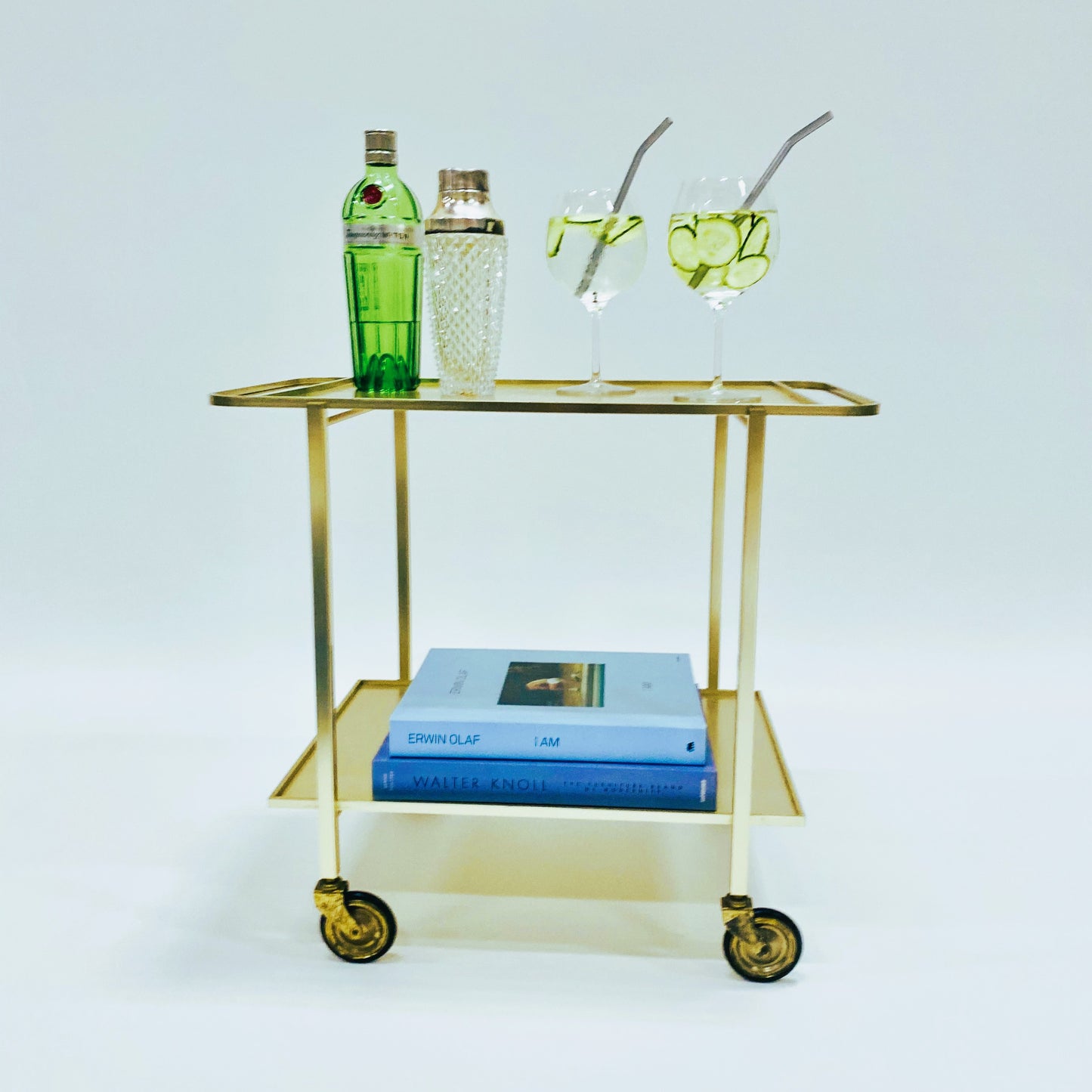 Mid-Century Modern Gold Aluminium Barwagen von Werkenswurf Sihlmetall, Schweiz 1970