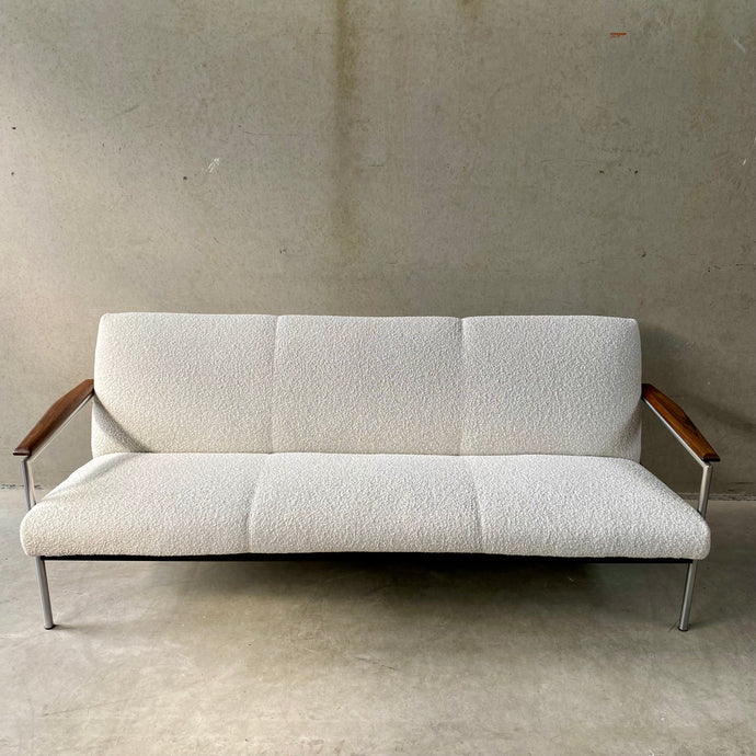 MID-CENTURY 3-SEATER SOFA WITH PALISSANDER FRAME AND BOUCLÉ FABRIC FOR TOPFORM, NETHERLANDS 1970s