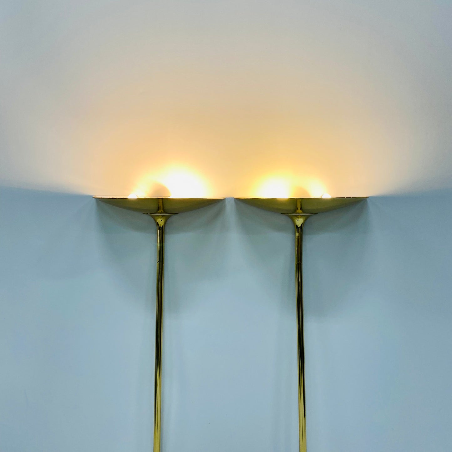 2 x Florian Schulz Messing-Wandleuchten, Deutschland 1970