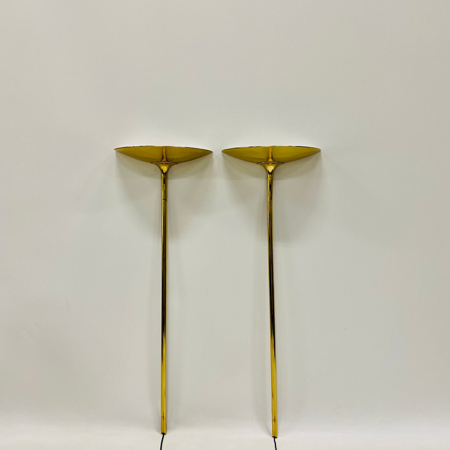 2 x Florian Schulz Messing-Wandleuchten, Deutschland 1970