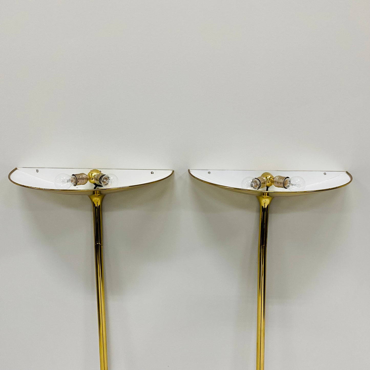 2 x Florian Schulz Messing-Wandleuchten, Deutschland 1970