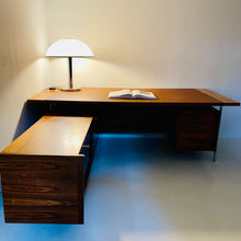 Load image into Gallery viewer, MID-CENTURY ROSEWOOD AND LEATHER EXECUTIVE DESK BY SVEN IVAR DYSTHE FOR DOKKA MOBLER, NORWAY 1960S

