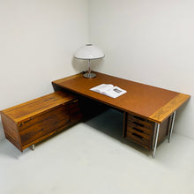 Load image into Gallery viewer, MID-CENTURY ROSEWOOD AND LEATHER EXECUTIVE DESK BY SVEN IVAR DYSTHE FOR DOKKA MOBLER, NORWAY 1960S
