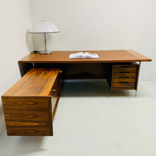 Load image into Gallery viewer, MID-CENTURY ROSEWOOD AND LEATHER EXECUTIVE DESK BY SVEN IVAR DYSTHE FOR DOKKA MOBLER, NORWAY 1960S
