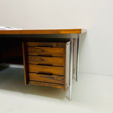 Load image into Gallery viewer, MID-CENTURY ROSEWOOD AND LEATHER EXECUTIVE DESK BY SVEN IVAR DYSTHE FOR DOKKA MOBLER, NORWAY 1960S
