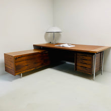 Load image into Gallery viewer, MID-CENTURY ROSEWOOD AND LEATHER EXECUTIVE DESK BY SVEN IVAR DYSTHE FOR DOKKA MOBLER, NORWAY 1960S
