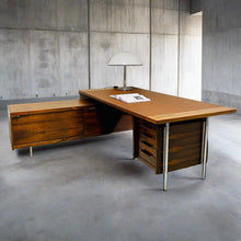 Load image into Gallery viewer, MID-CENTURY ROSEWOOD AND LEATHER EXECUTIVE DESK BY SVEN IVAR DYSTHE FOR DOKKA MOBLER, NORWAY 1960S
