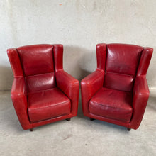 Load image into Gallery viewer, OX-BLOOD RED LEATHER LOUNGE CHAIRS &quot;BERGÈRE&quot; BY BAXTER, ITALY
