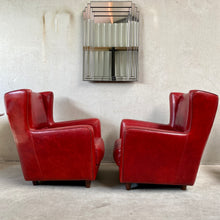 Load image into Gallery viewer, OX-BLOOD RED LEATHER LOUNGE CHAIRS &quot;BERGÈRE&quot; BY BAXTER, ITALY
