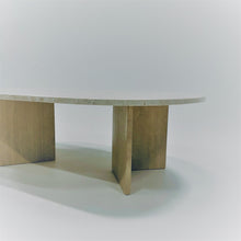 Load image into Gallery viewer, Oval Italian Design Travertin Coffee Table Italy 1970
