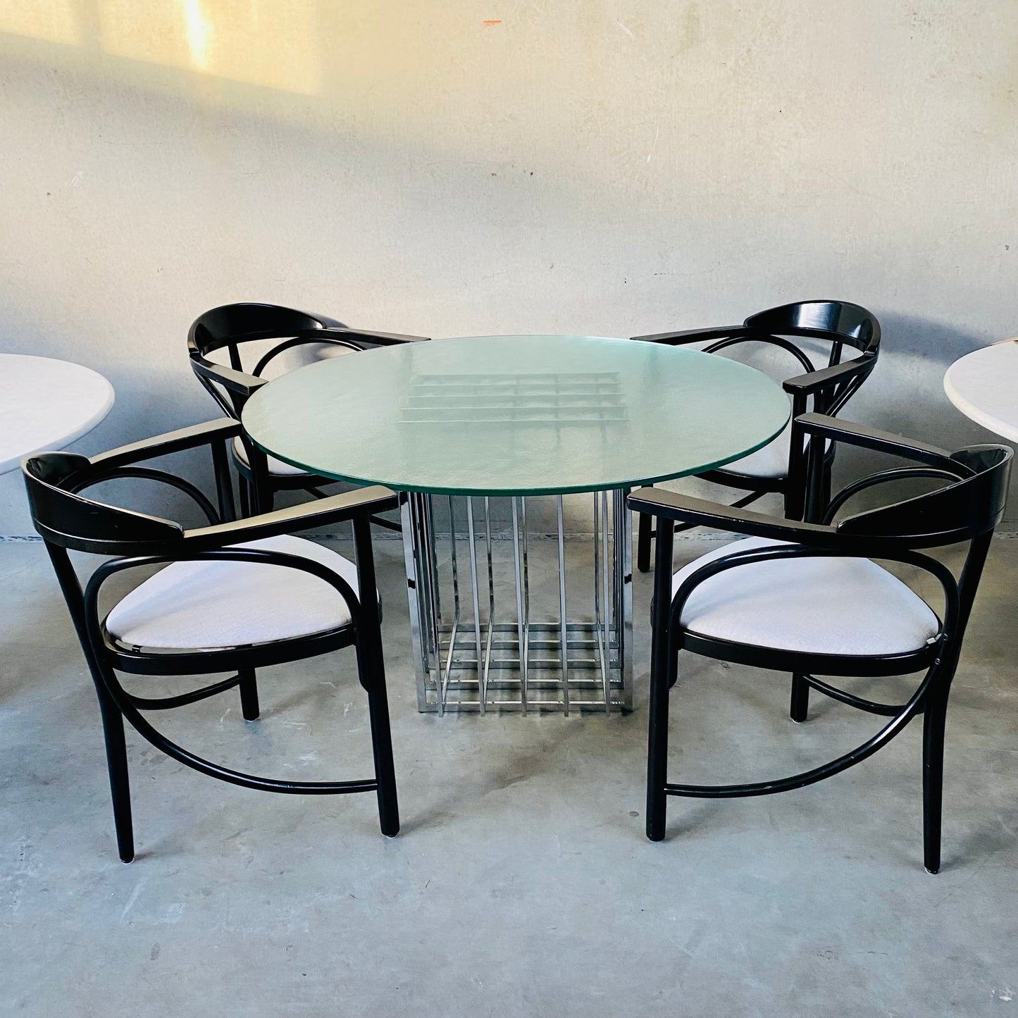 PIERRE CARDIN SCULPTURAL DINING TABLE IN GLASS AND METAL, FRANCE 1970S