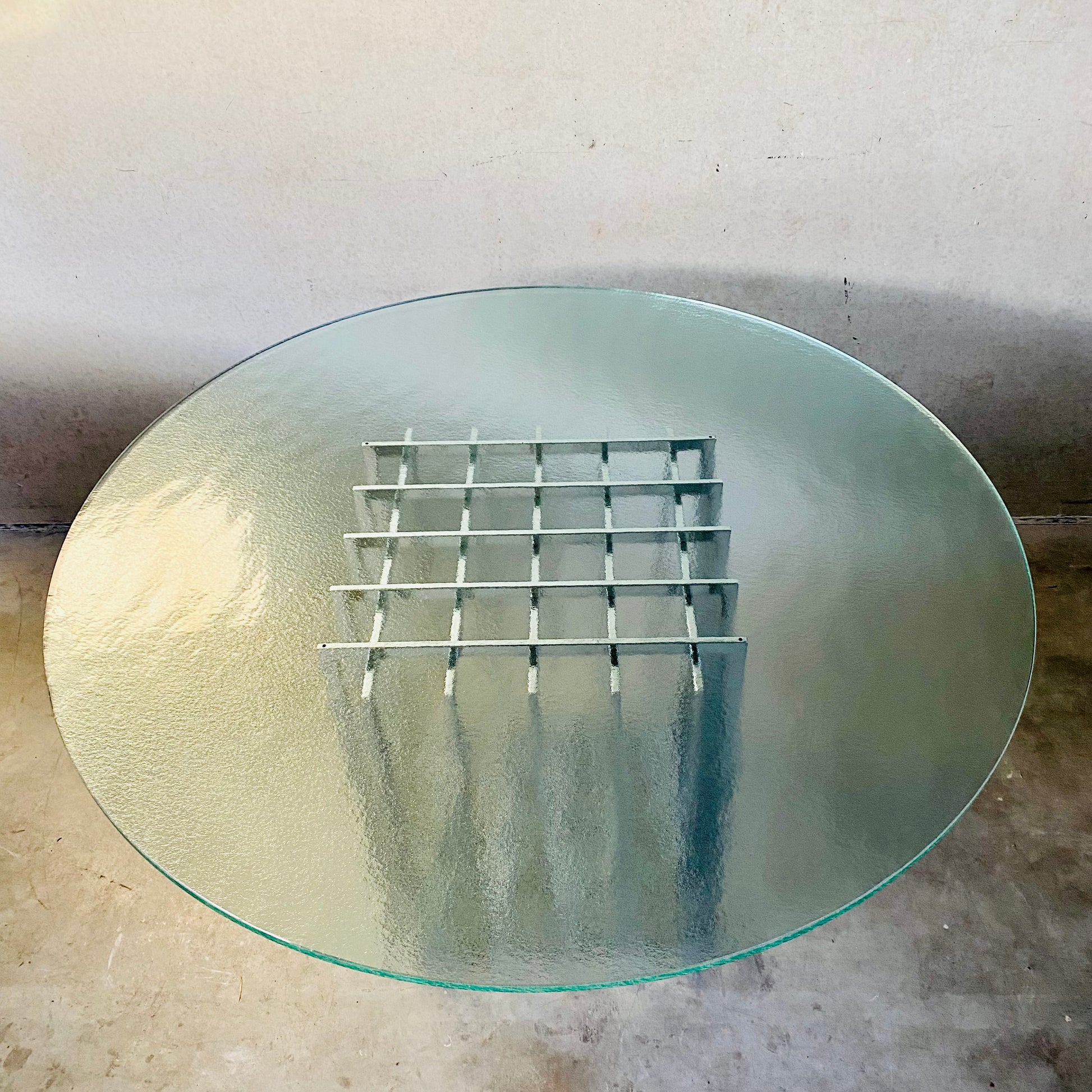 PIERRE CARDIN SCULPTURAL DINING TABLE IN GLASS AND METAL, FRANCE 1970S