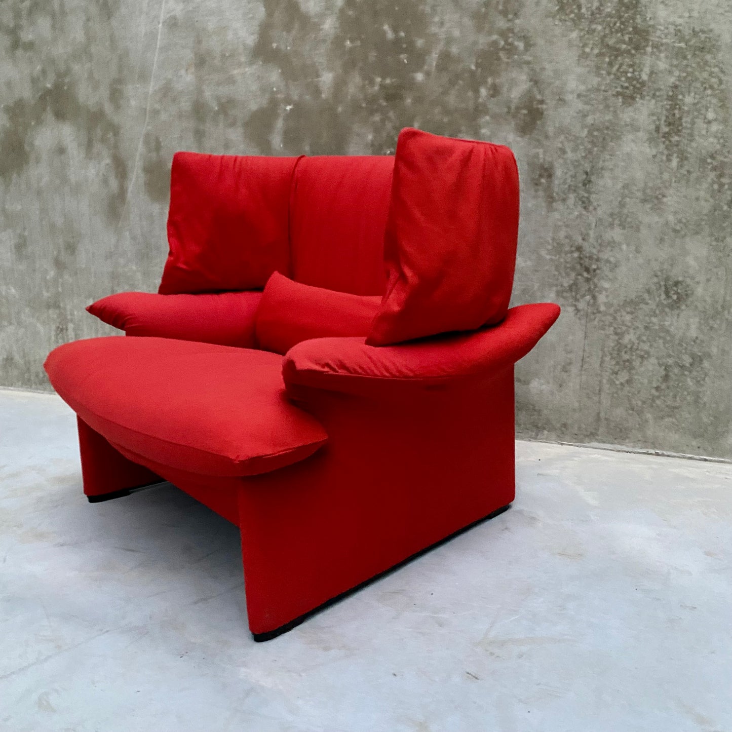 RED "POLTOVENERE" WINGBACK CHAIR BY VICO MAGISTRETTI FOR CASSINA, ITALY 1980S