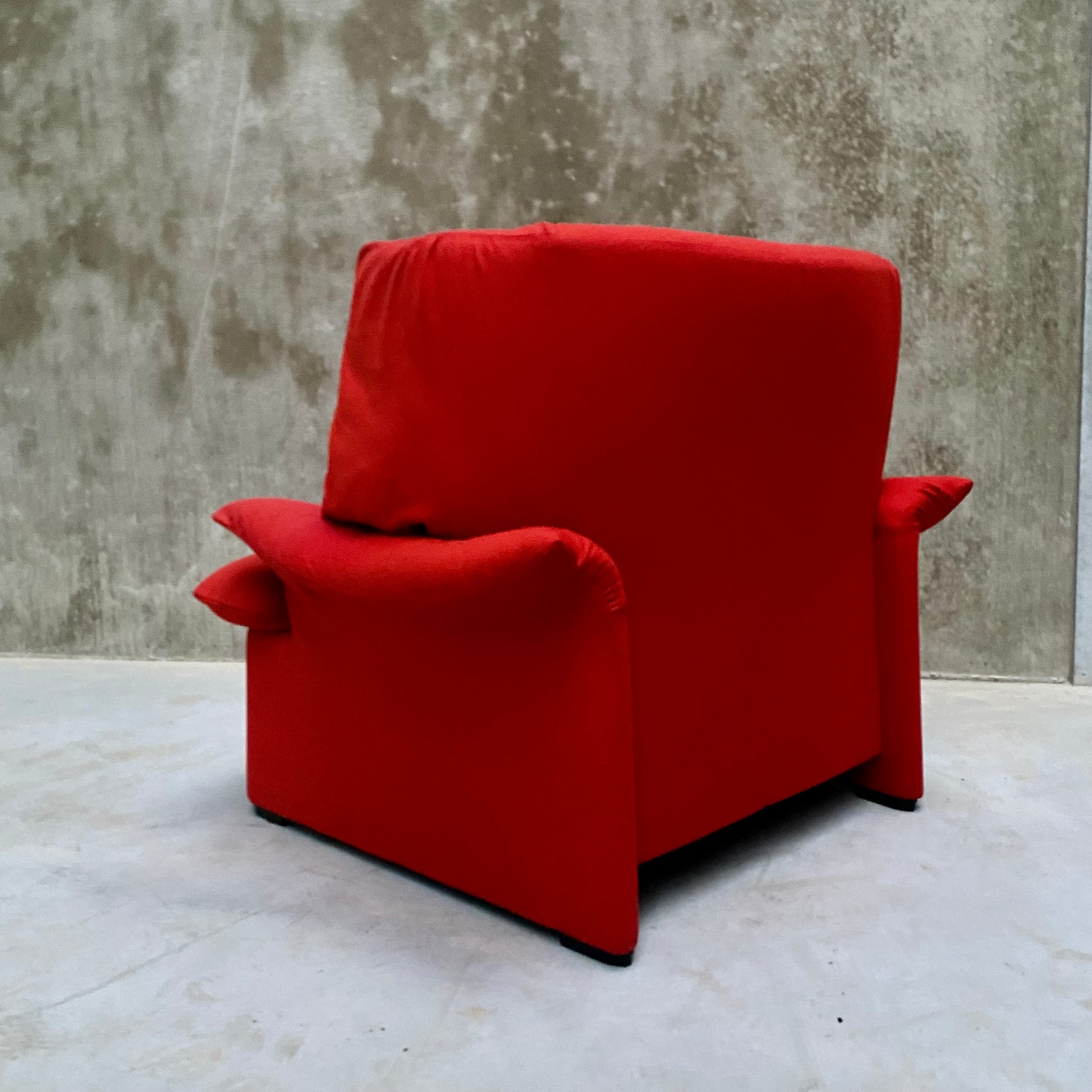 RED "POLTOVENERE" WINGBACK CHAIR BY VICO MAGISTRETTI FOR CASSINA, ITALY 1980S