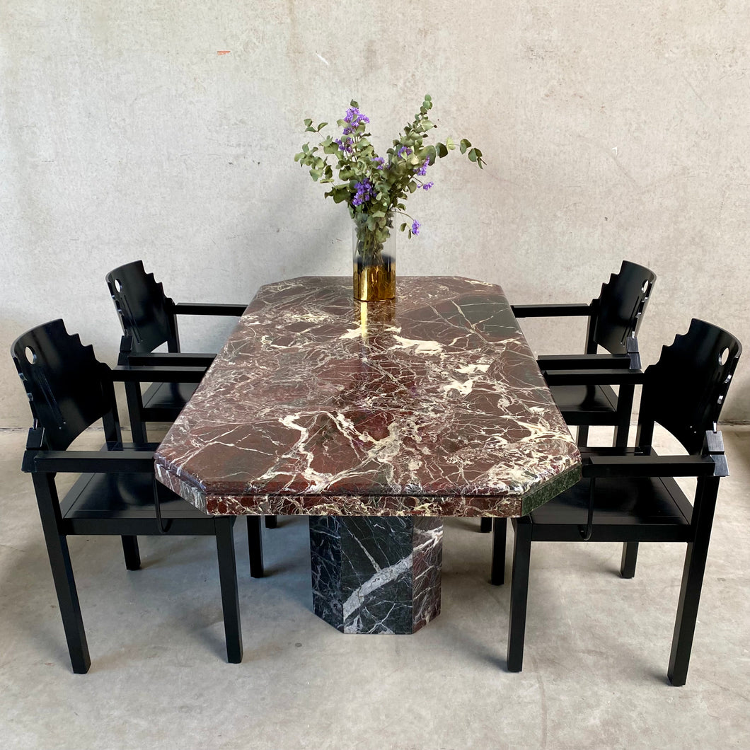 Ox-blood Red 'rosso Levanto' Marble Dining Table, Italy 1970