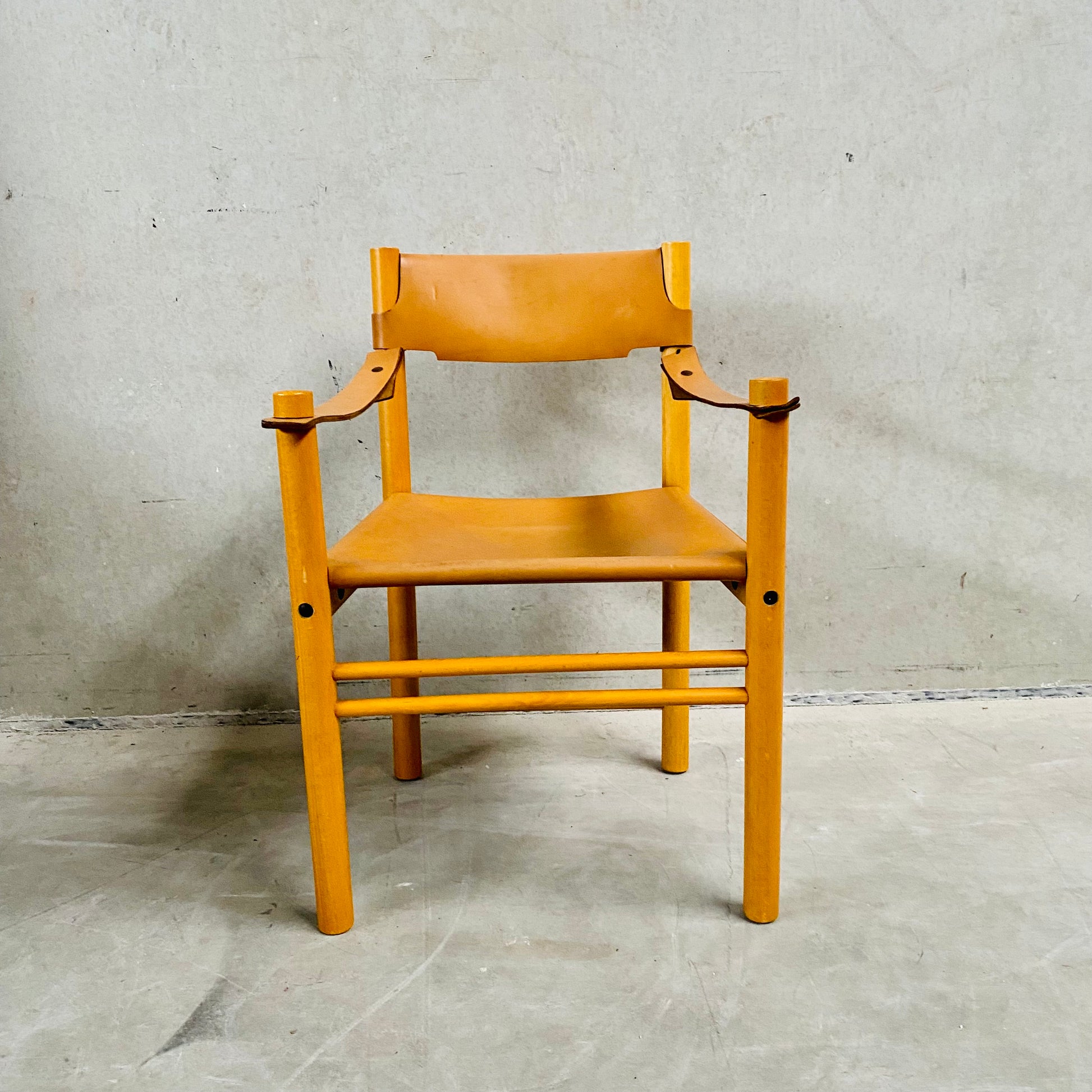 LEATHER SAFARI CHAIR SEDIE IBISCO, ITALY 1970S